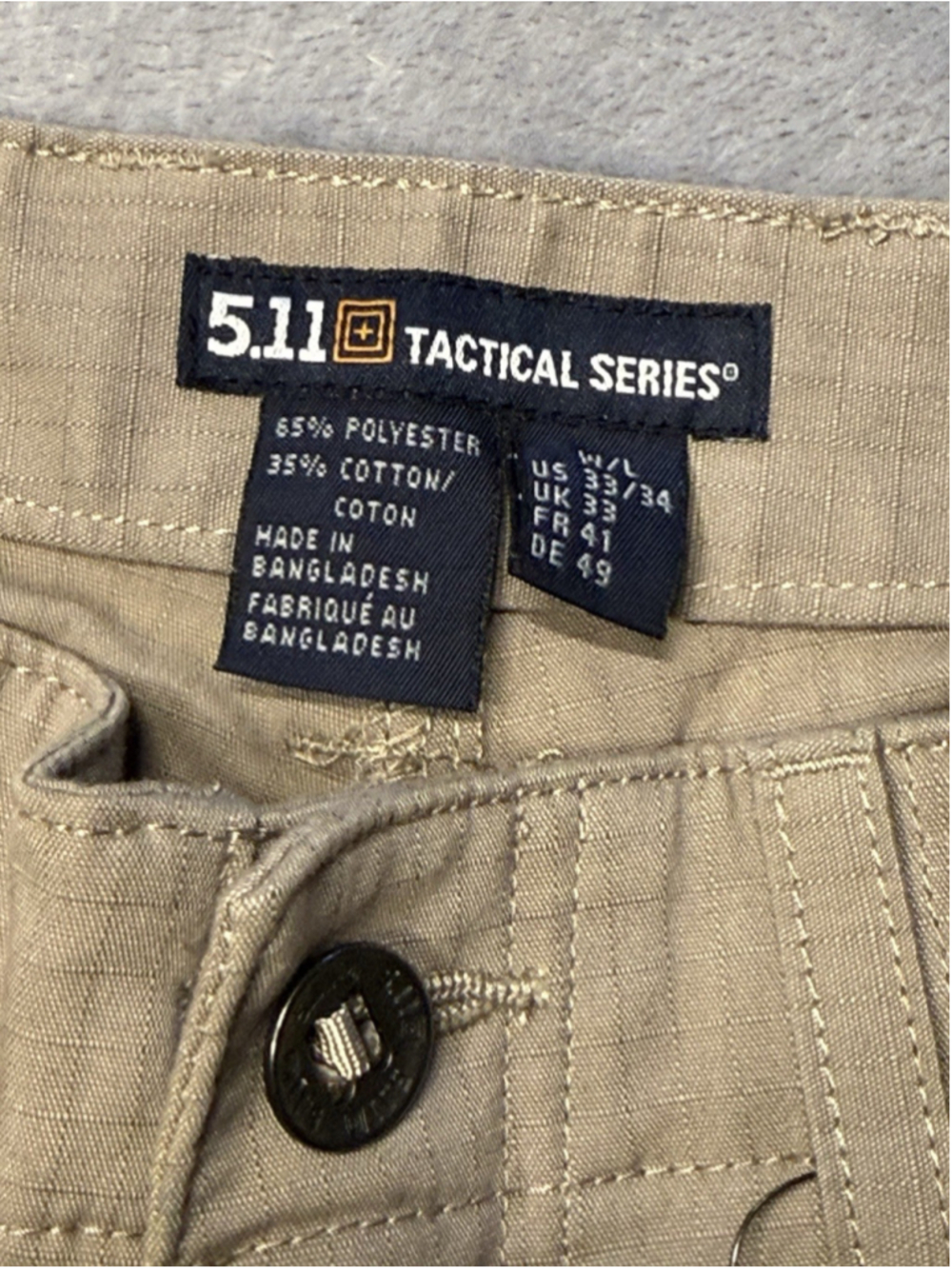 5.11 Tactical Series Men's Ridge Line Pants 33/34 Stone Cotton Canvas 74411